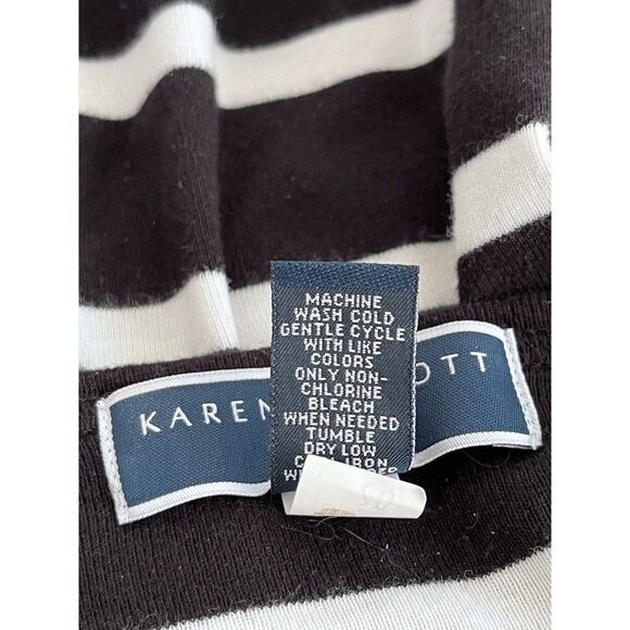 Karen Scott Size Small Elbow Sleeve Casual T Shirt Dress Black White Striped - Picture 7 of 7